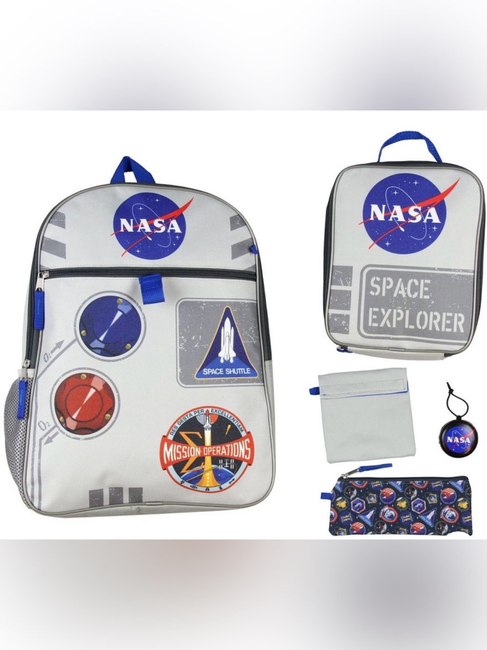 NASA Kids Silver Space Explorer Backpack Lunchbox Set